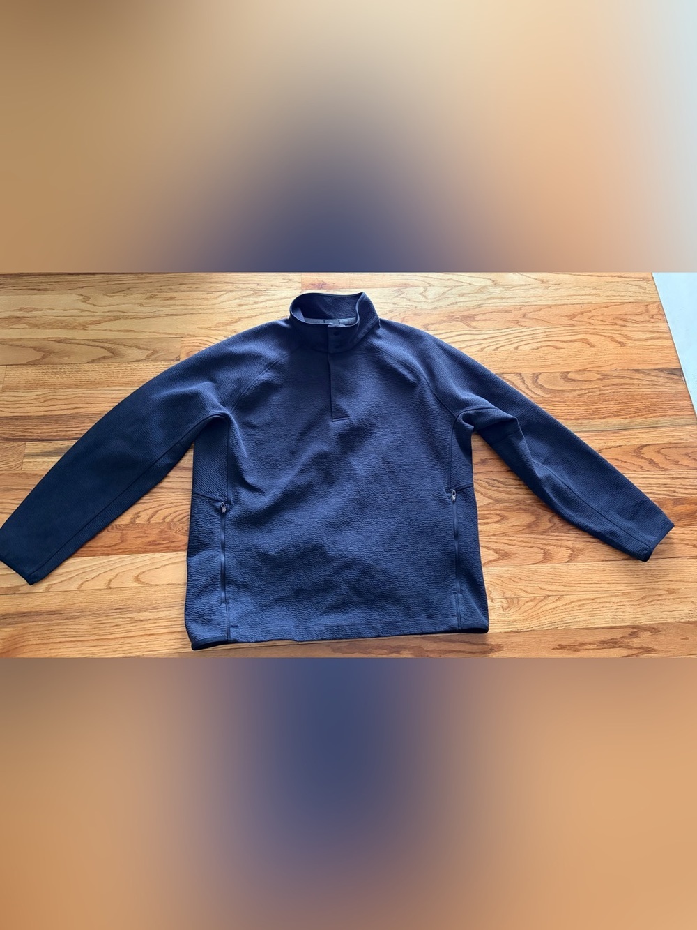 lululemon athletica Men's Black  mock neck snap textured Pullover